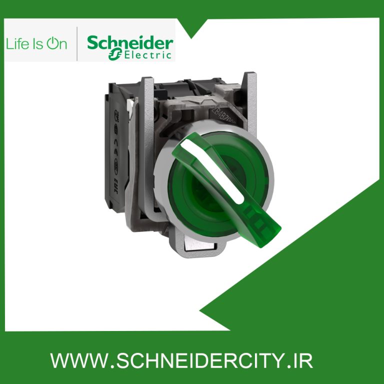 سلکتور سوئيچ دو حالته ماندگار سبز با ولتاژ 24 ولت AC/DC اشنایدر XB4BK123B5