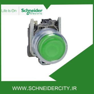 پوش باتن فلزی سبز با پوشش محافظ اشنایدرXB4BP31
