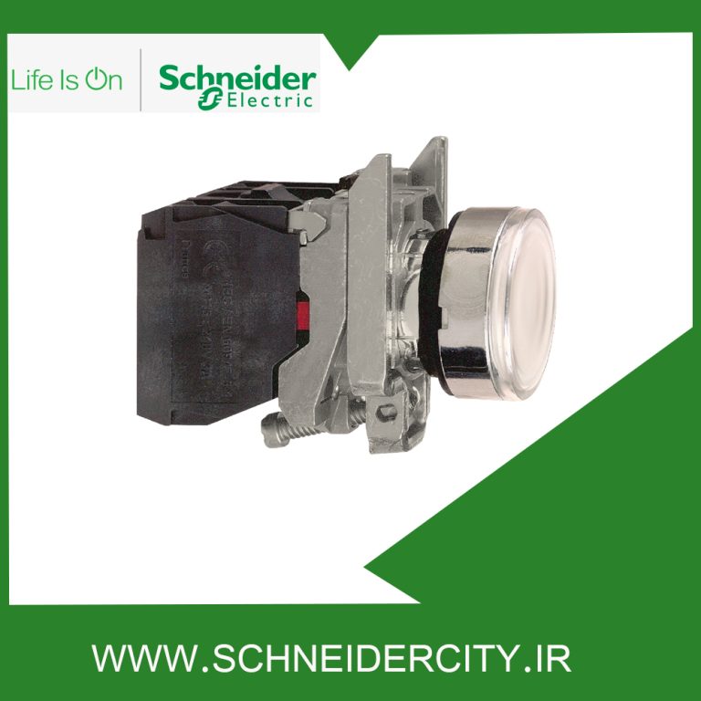 پوش باتن فلزی سفید 1NO + 1NC اشنایدر XB4BW3165